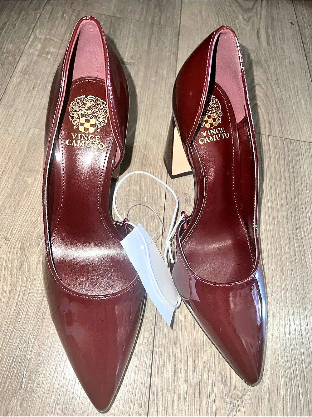 Vince Camuto Noreta Pump Pointed Toe Patent Heels in Dark Burgundy
